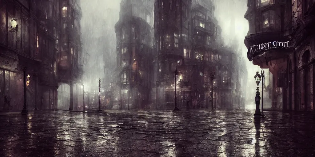 Prompt: A hauntingly beautiful city in a dark cavern, rainy and gloomy atmosphere, fantasy digital art, octane render, beautiful composition, trending on artstation, award-winning photograph, masterpiece