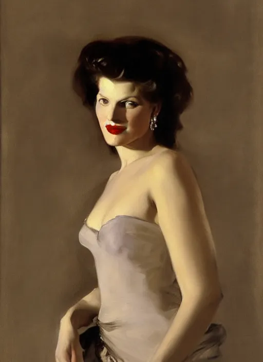 Prompt: portrait of rita hayworth, by john singer sargent