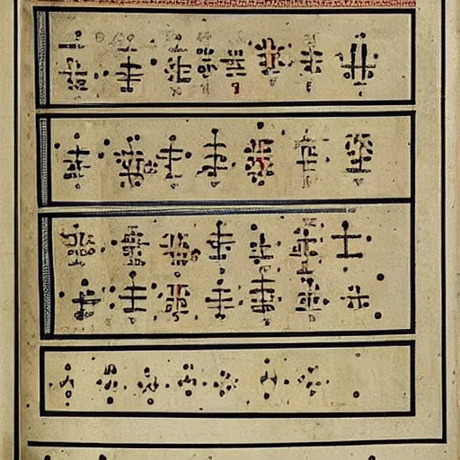 Prompt: page of ancient manuscript diagrams detailed intricate symbols runes crisp features