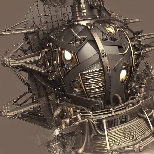 Prompt: machines harness the power of a star, render, steampunk, mechanical detail