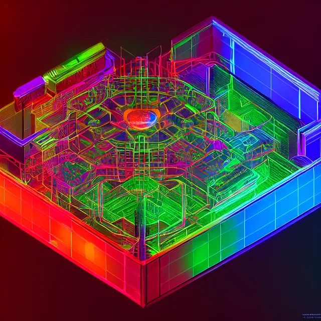 Image similar to beautiful 3 d render of futuristic circuit blocks connected, centered, symmetry, painted, intricate, volumetric lighting, beautiful, rich deep colors masterpiece, sharp focus, ultra detailed, in the style of dan mumford and marc simonetti