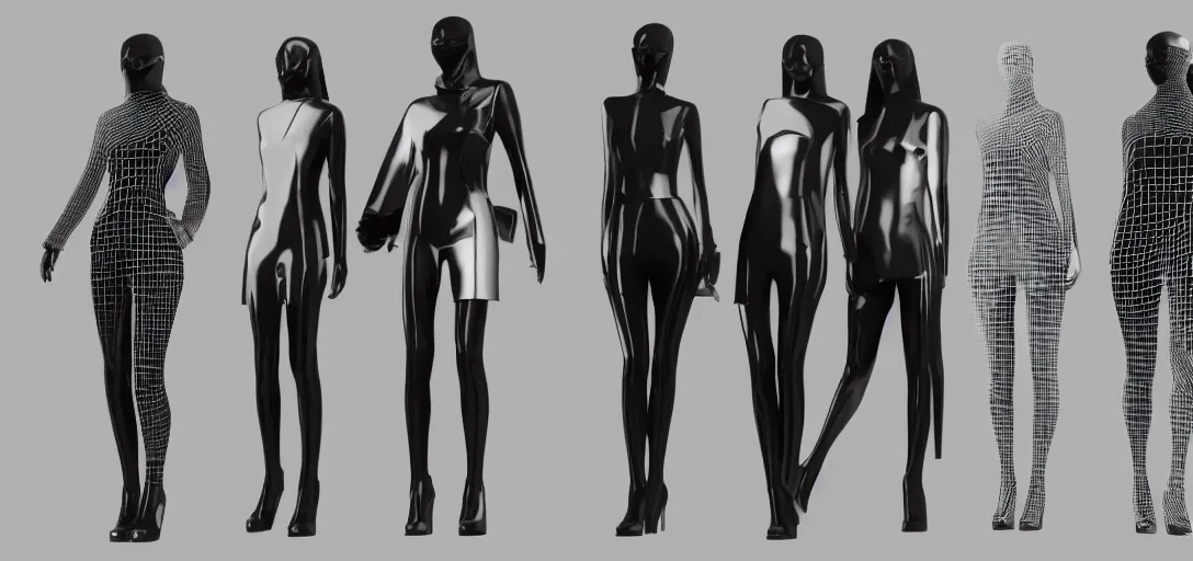 Image similar to digital fashion by lee alexander mcqueen in metaverse, 3 d render