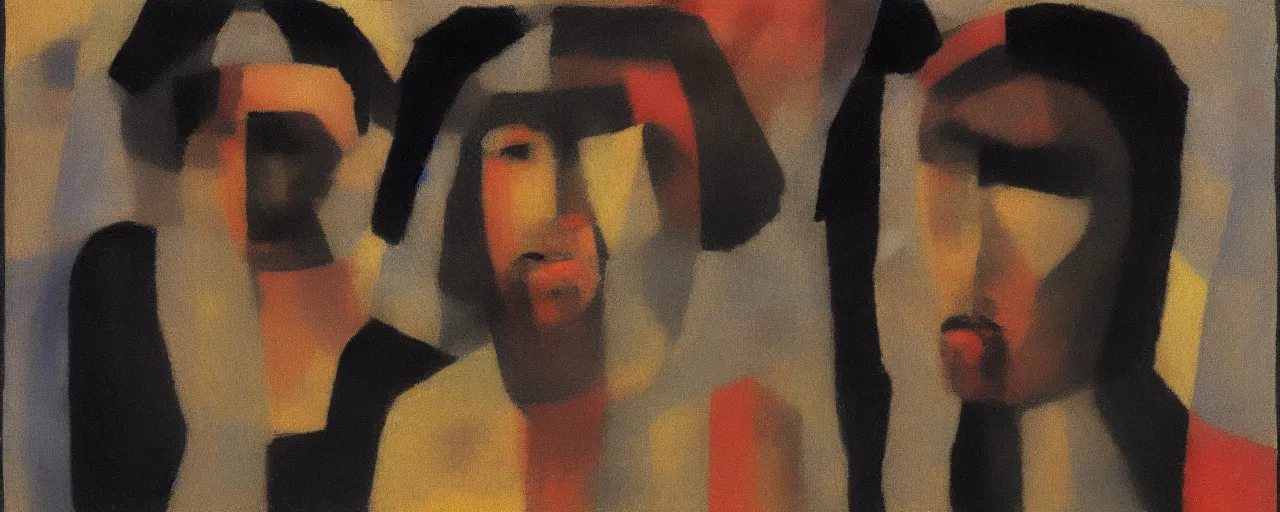 Image similar to a portrait of jesus painted in the style of Kazimir Malevich black square 1915