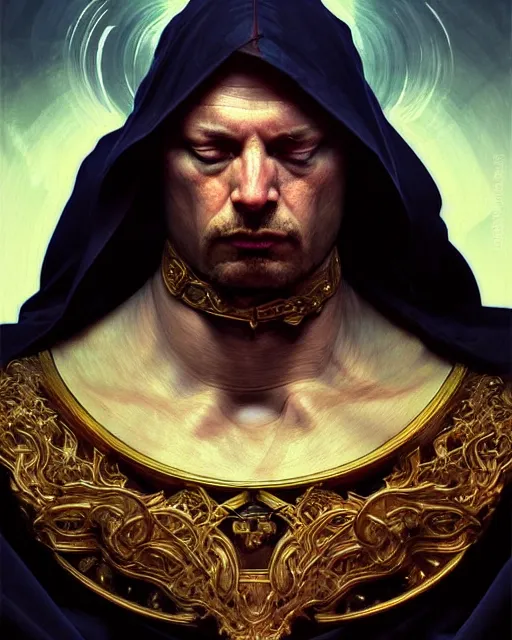 Image similar to realistic wide angle portrait of a nasty bishop, evil, heroic pose, beautiful face, full body, dramatic lighting, intricate, wild, highly detailed, digital painting, artstation, concept art, smooth, sharp focus, illustration, art by artgerm and greg rutkowski and alphonse mucha, footage from space camera