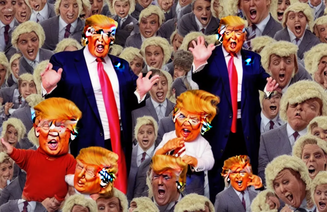 Image similar to donald trump as an oompa loompa, in the style of nicolas uribe