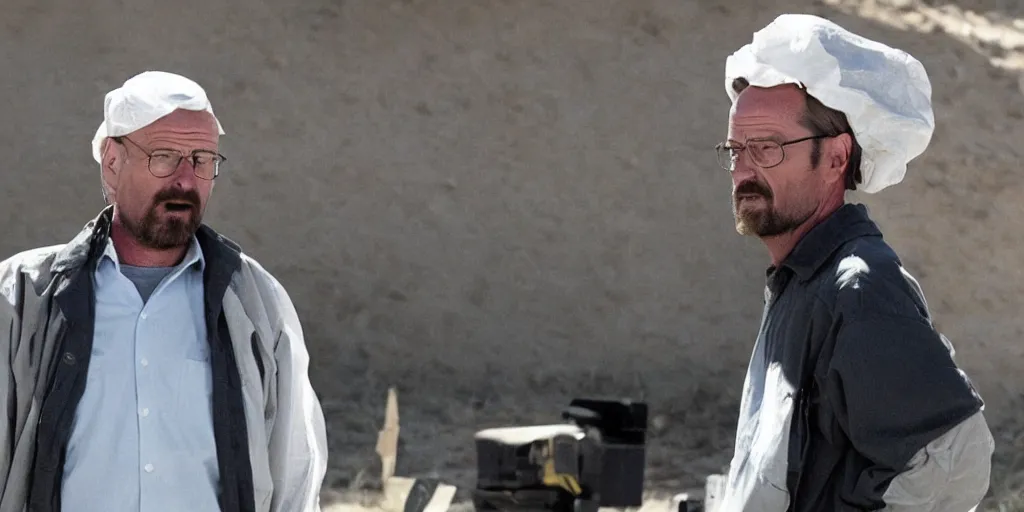 Prompt: Matthew Perry in the role of Walter White on on the set of Breaking Bad, 90mm