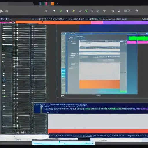 Image similar to futuristic programming ide, powered by ai, from sci - fi movie.