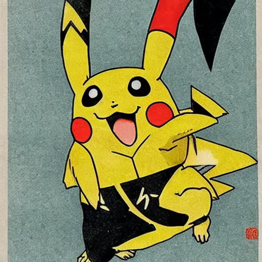 Prompt: japanese art of pikachu