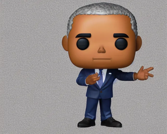 Image similar to full body 3d render for barack obama as a funko pop, studio lighting, white background, packaging, blender, trending on artstation, 8k, highly detailed