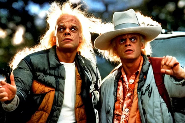 Prompt: movie still ( back to the future ), doc brown