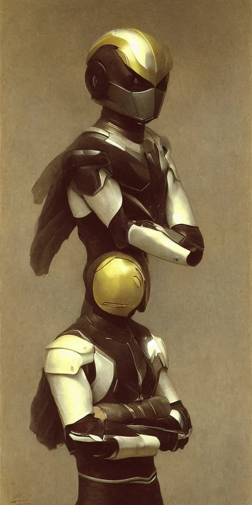 Image similar to portrait of a kamen rider, full set of equipment, helmet, majestic, solemn, by bouguereau