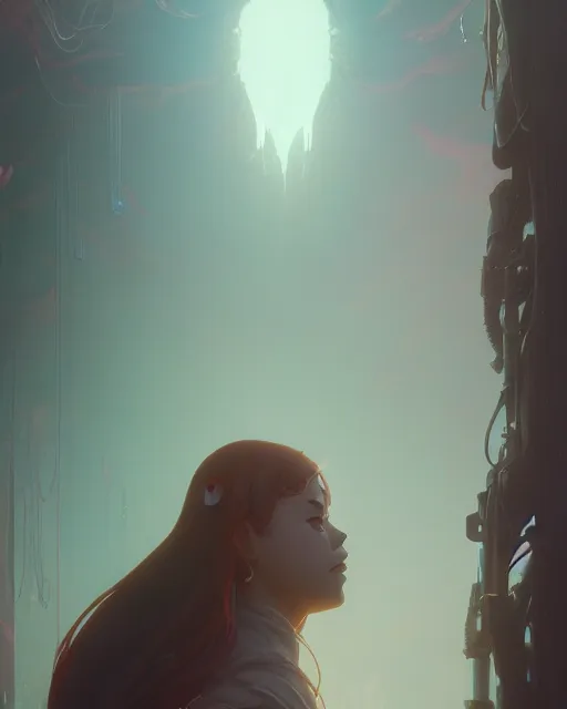 Image similar to highly detailed vfx portrait of despair, unreal engine, greg rutkowski, loish, rhads, beeple, makoto shinkai and lois van baarle, ilya kuvshinov, rossdraws, tom bagshaw, alphonse mucha, global illumination, detailed and intricate environment