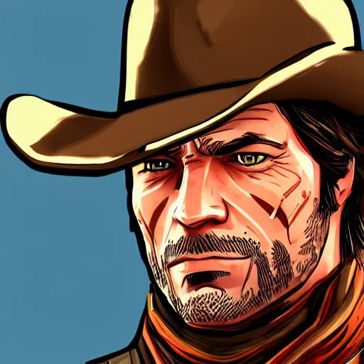 Arthur Morgan from Red Dead Redemption 2 drawn in the, Stable Diffusion