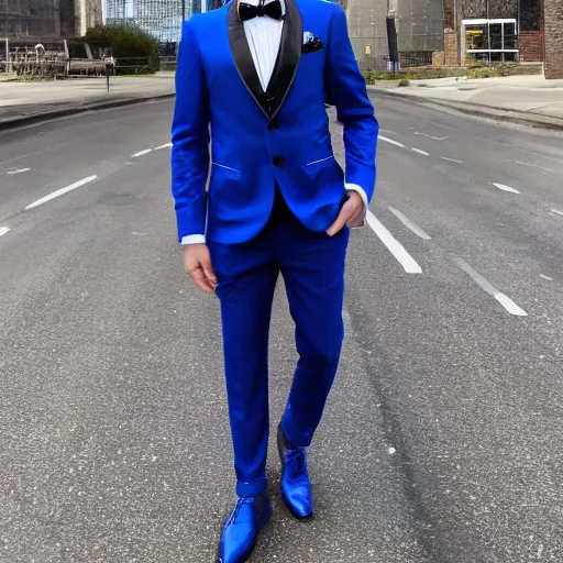 Image similar to photo of a man wearing a galaxy coloured tuxedo