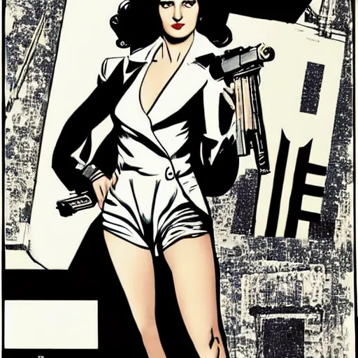 Prompt: eva green as high tech spy, art by jim steranko