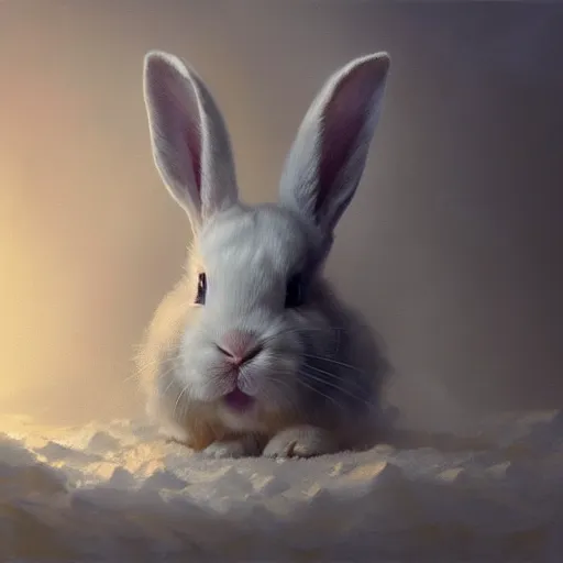 Image similar to cute white dwarf rabbit, 4 k oil on linen by wlop, artgerm, andrei riabovitchev, nuri iyem, james gurney, james jean, greg rutkowski, highly detailed, soft lighting 8 k resolution