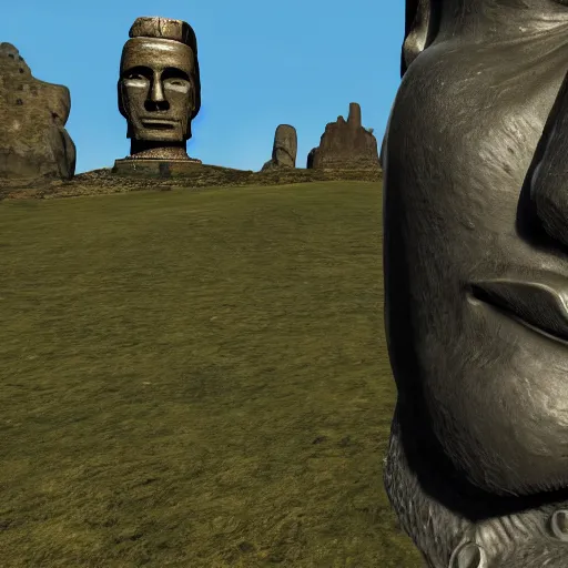 Prompt: Moai Statue in Skyrim, User Interface, Ingame