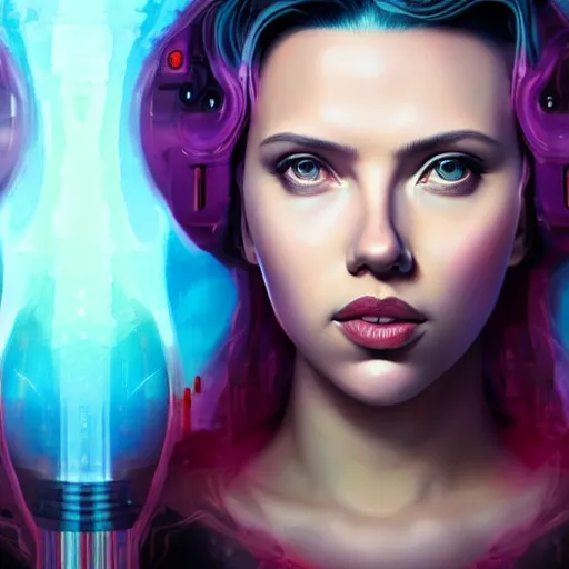 Image similar to Biopunk portrait of Scarlett Johansson, Pixar style, by Tristan Eaton Stanley Artgerm and Tom Bagshaw.