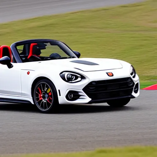 Image similar to a 2 0 1 7 abarth 1 2 4 spider driving on a race track