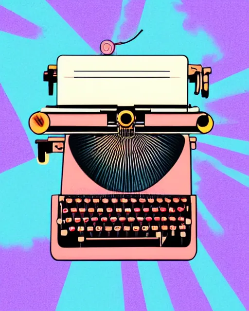 Image similar to artdeco illustration digital art typewriter. retro. colorful pastel. 3 d.