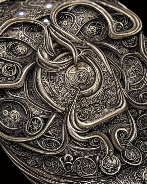 Prompt: close up shot of an amulet, fantasy, intricate, elegant, highly detailed, digital painting, artstation, concept art, smooth, sharp focus, illustration