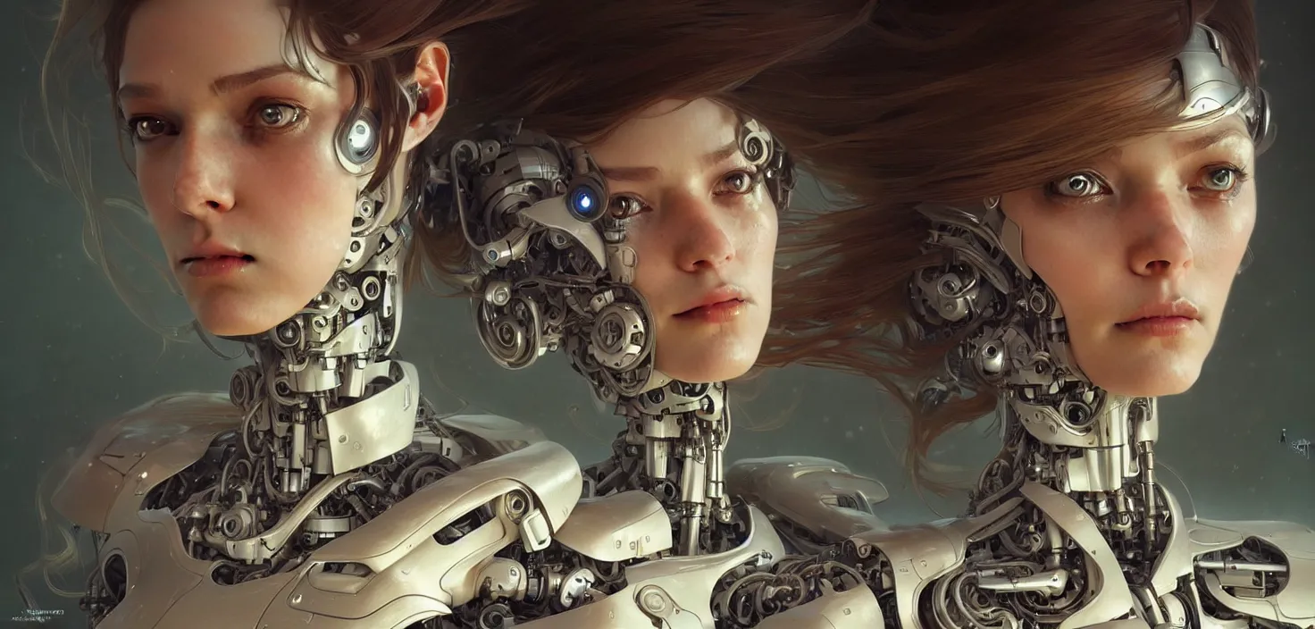 Image similar to beautiful crying! female mechanical android!, half portrait, intricate detailed environment, photorealistic!, intricate, elegant, highly detailed, digital painting, artstation, concept art, smooth, sharp focus, illustration, art by artgerm and greg rutkowski and alphonse mucha