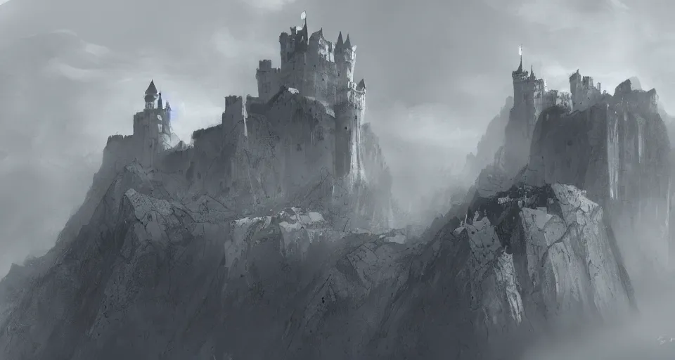 Image similar to castle on a misty mountain by SPARTH, Game of Thrones, concept art, HD, 8K