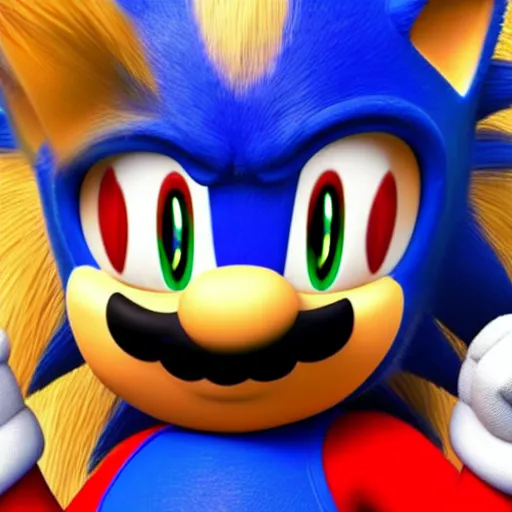 Prompt: mario with sonic in sonic movie 2020