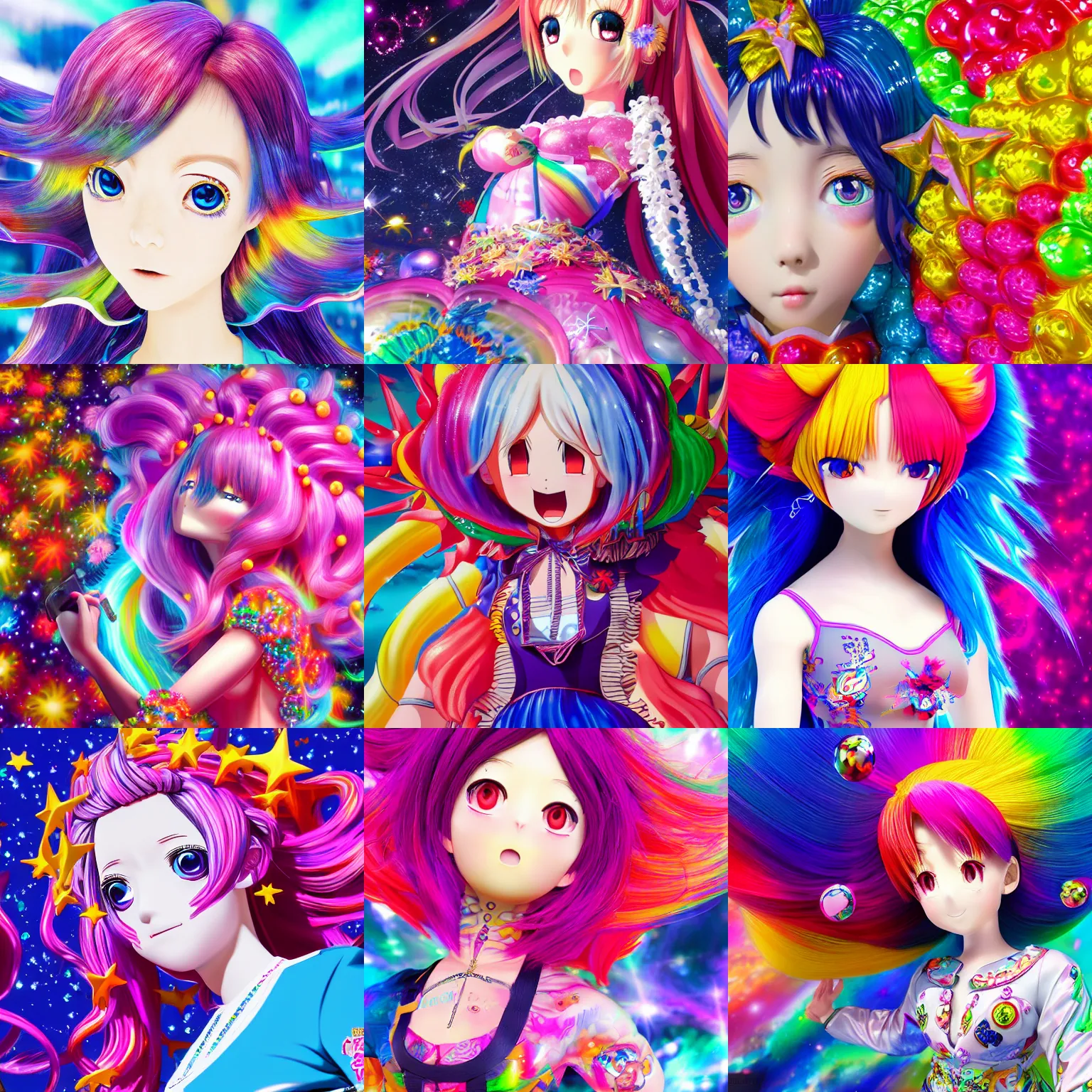 Anime girl with cosmic hair, high of the face, | Stable Diffusion | OpenArt