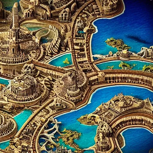 Image similar to a beautiful epic photo of the city of atlantis in its hay day, dslr, intricate detail, stunning