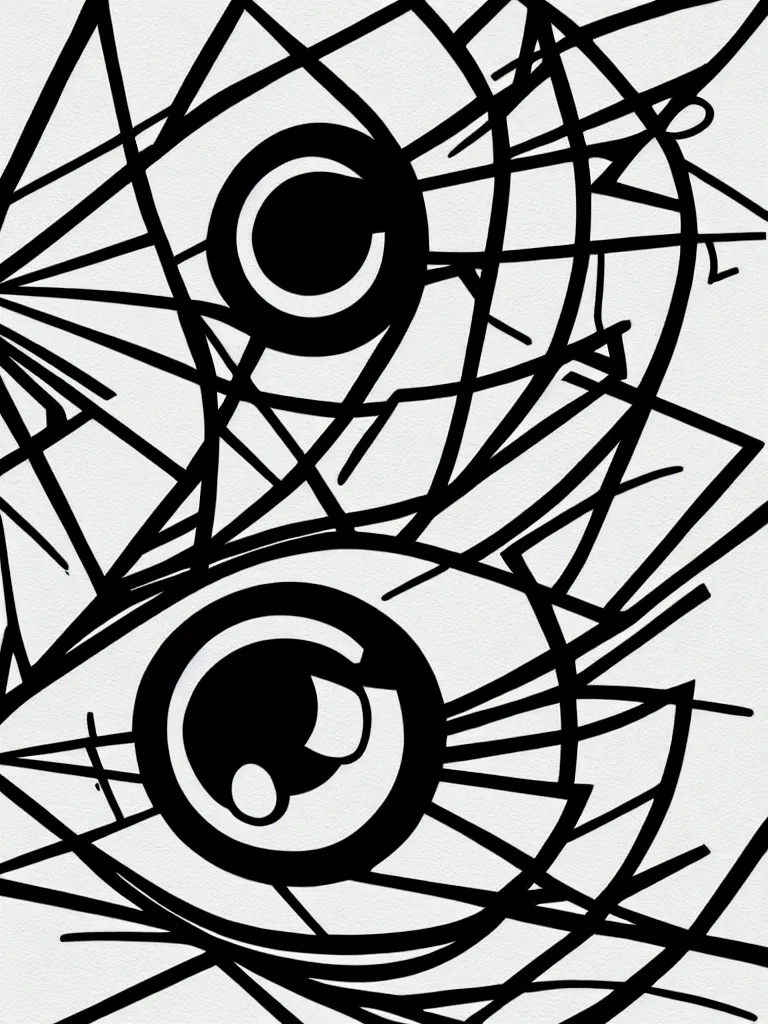 Image similar to graffiti, eye of thought, illustration, highly detailed, simple, geometric jagged lines, smooth, artstation, artwork by obey