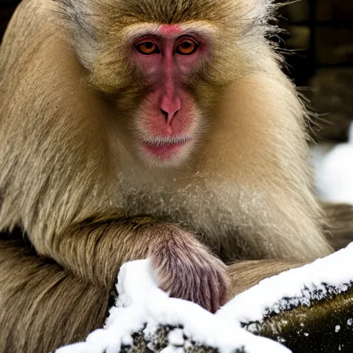 Image similar to a Japanese macaque in a snowy hot spring