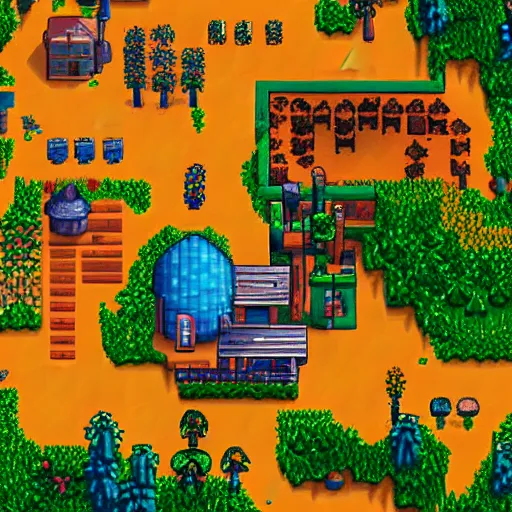 Prompt: isometric aerial photo terrain stardew valley