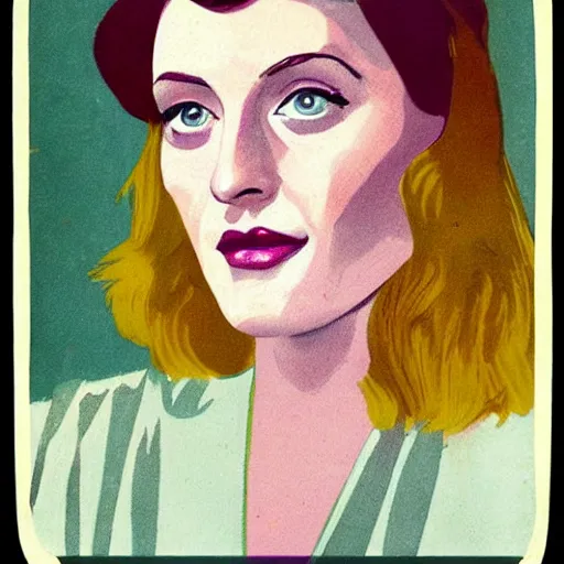 Prompt: “Florence Welch portrait, color vintage magazine illustration 1950”