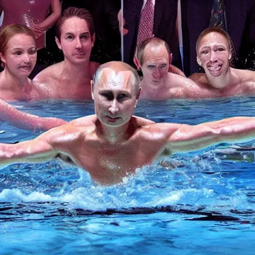 Prompt: Putin aquatic disco, hyper realistic photo