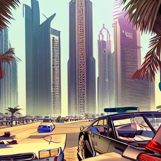 Image similar to gta : dubai, by aramaki shinji