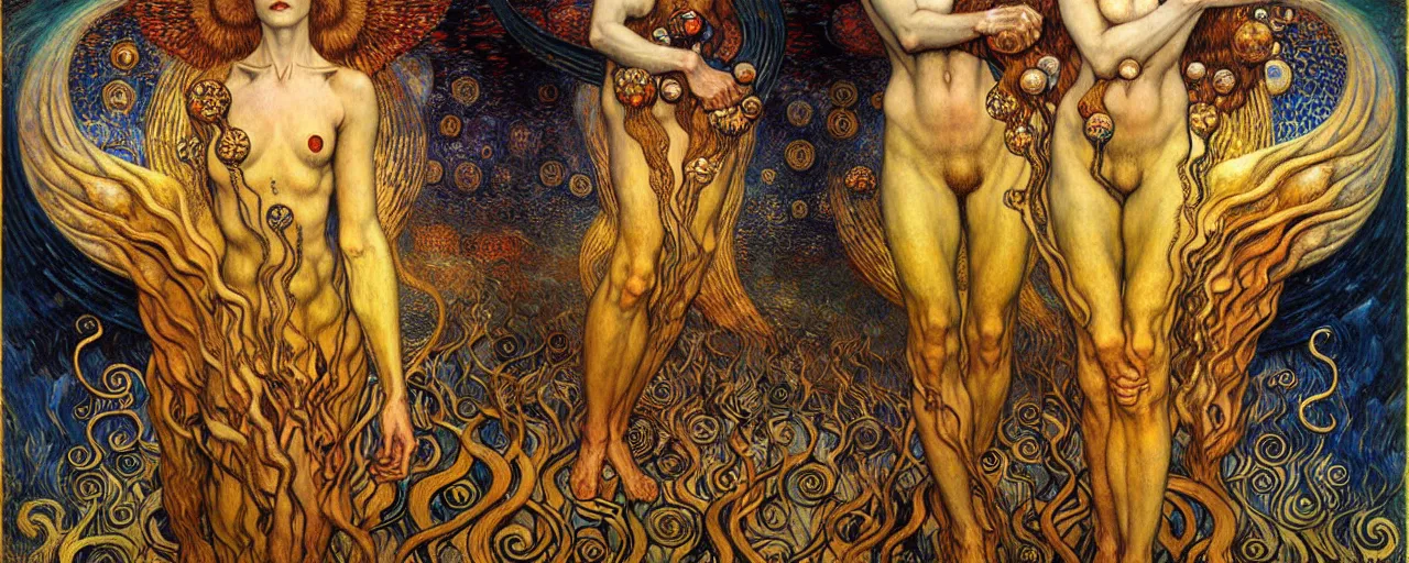 Image similar to Divine Chaos Engine by Karol Bak, Jean Delville, William Blake, Gustav Klimt, and Vincent Van Gogh, symbolist, visionary