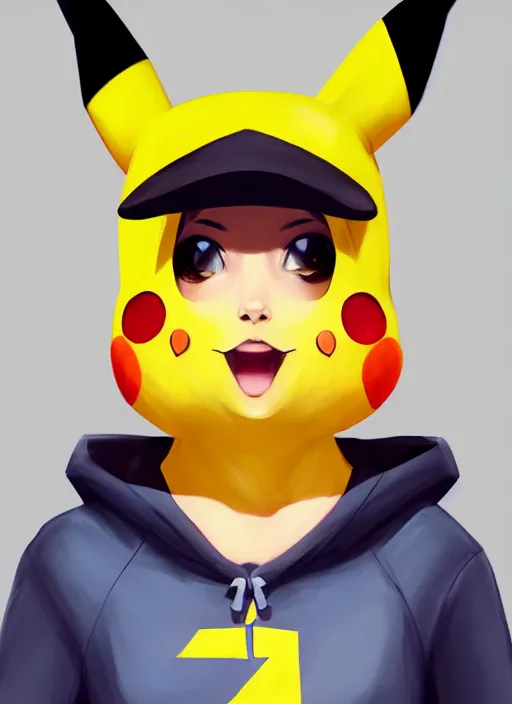 Image similar to a portrait of a girlfriend in pikachu costume, grim - lighting, high - contrast, intricate, elegant, highly detailed, digital painting, artstation, concept art, smooth, sharp focus, illustration