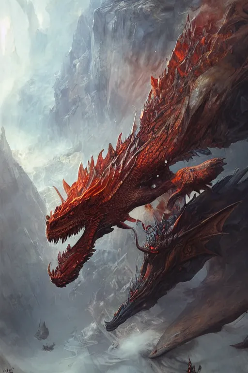 Prompt: fire breathing dragon, Leonardo, marvel, dark, intricate, highly detailed, smooth, artstation, digital illustration by Ruan Jia, Mandy Jurgens, Artgerm and Wayne Barlowe, Greg Rutkowski, Zdislav Beksinski