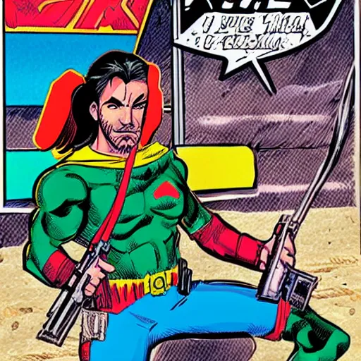 Image similar to kurdish superhero comic art by mike allred, highly detailed, award winning art