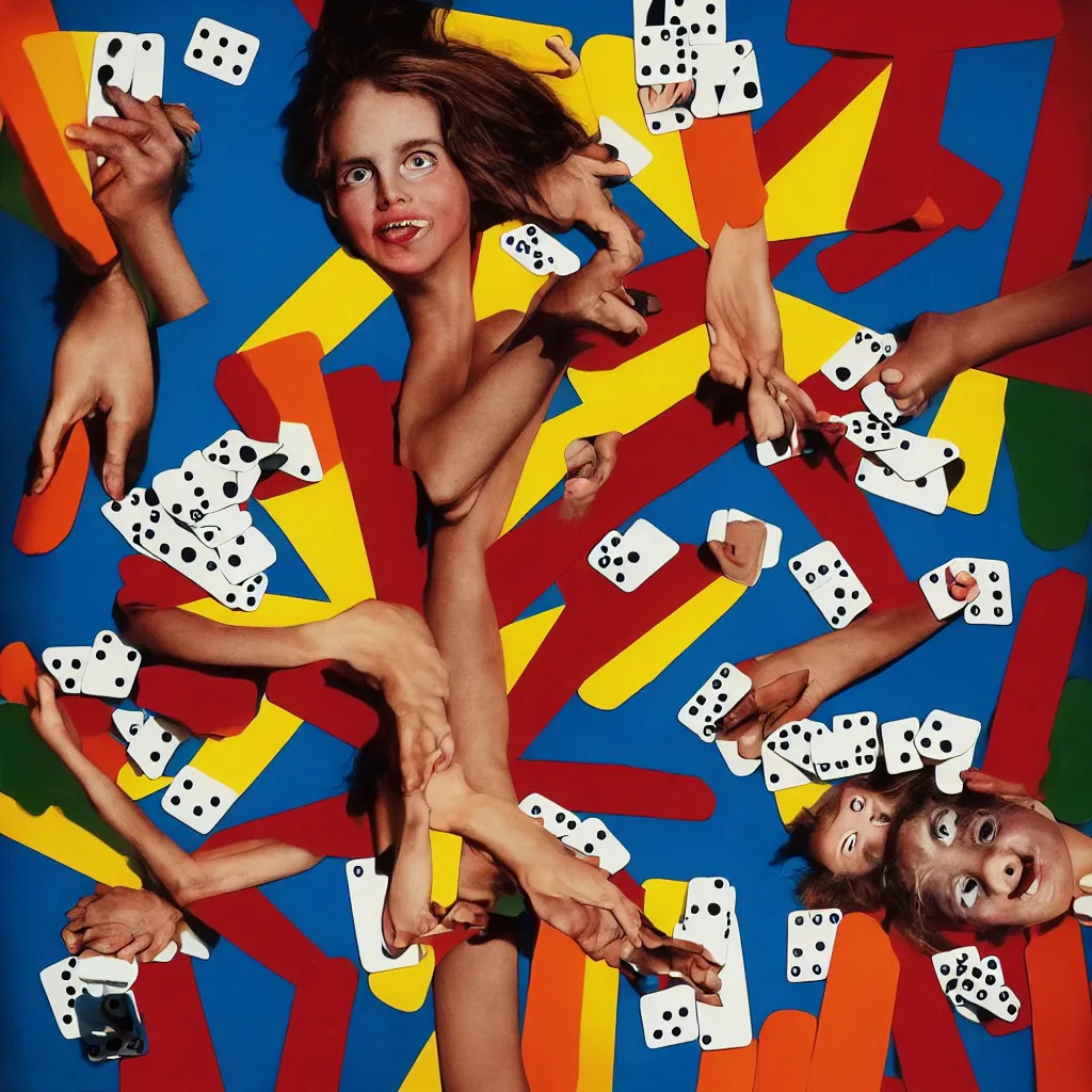 Prompt: award winning photo of ILLY CORGAN PLAying DOMINOES, vivid colors, happy, symmetrical face, beautiful eyes, studio lighting, wide shot art by Sally Mann & Arnold Newman