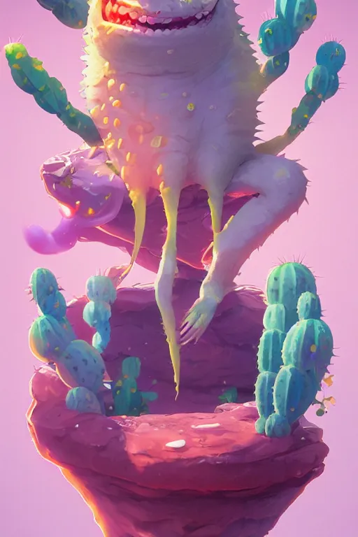 Image similar to 3 d render creature animal sushi cristal very big eye roots cactus elemental flush of force nature micro world fluo fishscale, comics gta 5 cover, official fanart behance hd artstation by jesper ejsing, by rhads, makoto shinkai and lois van baarle, ilya kuvshinov, ossdraws