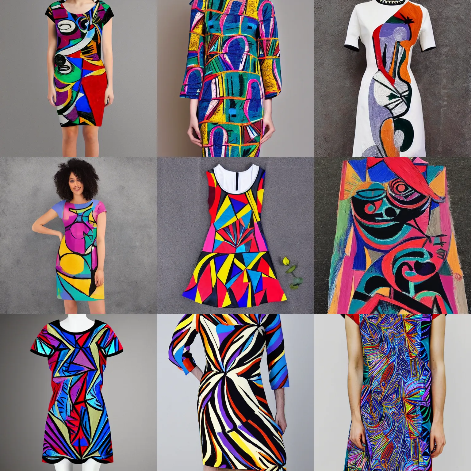 Prompt: picasso abstract art dress