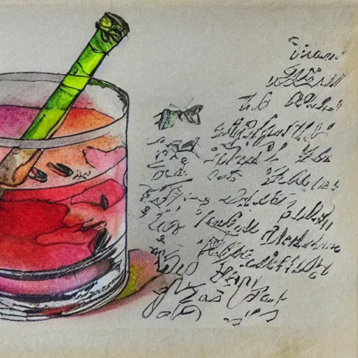 Image similar to a detailed illustration on alcohol ink on parchment