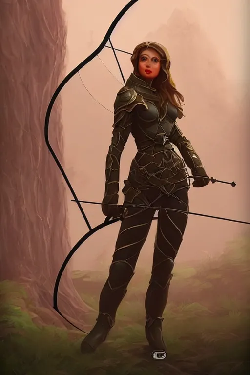 Prompt: Female forest archer, retro-futuristic armor, DND, D&D, matte painting, artstation