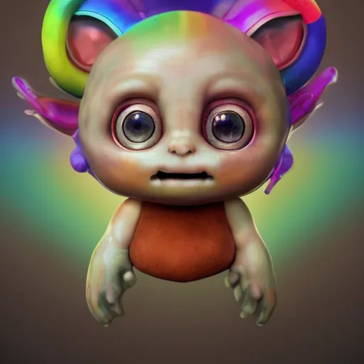 Image similar to A full body shot of a cute and mischievous huggy-wuggy from poppy-playtime the video game. Fancy Dress. Subsurface Scattering. Translucent Skin. Rainbow palette. defined facial features, symmetrical facial features. Opalescent surface. beautiful lighting. By Giger and Ruan Jia and Artgerm and WLOP and William-Adolphe Bouguereau. Photo real. Hyper-real. Photorealism. Fantasy Illustration. Sailor Moon hair. Masterpiece. trending on artstation, featured on pixiv, award winning, cinematic composition, dramatic pose, sharp, details, Hyperrealism, HD, HDR, 4K, 8K.