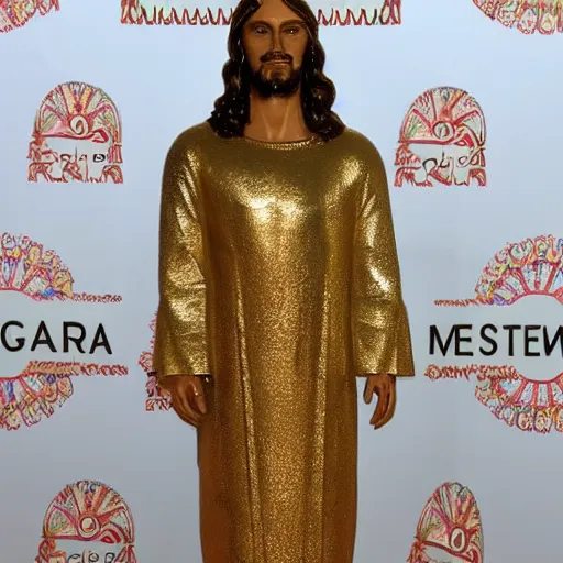 Image similar to photo of jesus at the met gala