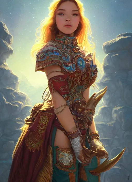 Image similar to portrait of russian mexican asian girl jodhpurs hyperborea lemuria, deep focus, d & d, fantasy, intricate, elegant, highly detailed, digital painting, artstation, concept art, matte, sharp focus, illustration, hearthstone, art by rhads by artgerm and greg rutkowski and alphonse mucha