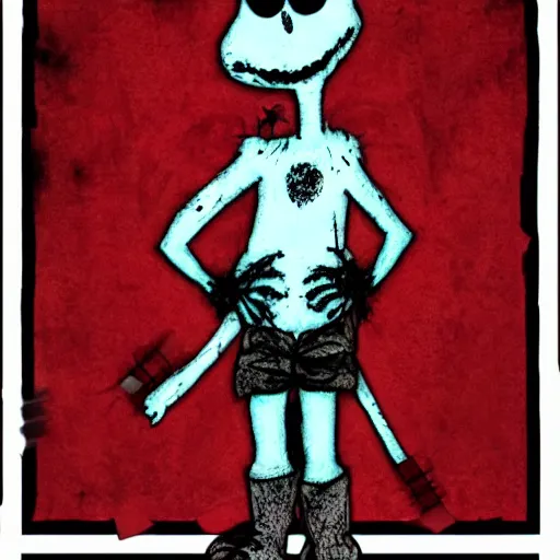 Prompt: grunge drawing of elmo by mrrevenge, corpse bride style, horror themed, neat