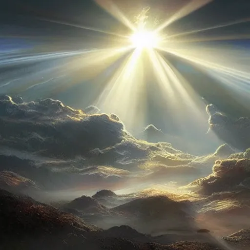 Prompt: futuristic rapture jesus christ sun rays second coming revelations beautiful concept art